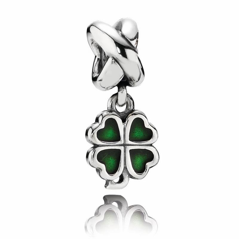 Pandantiv De Talisman Pandora Four-leaf Clover Argint/Verzi (4ITahjLm)